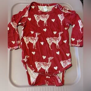 Kate Quinn Red Bodysuit with Heart and Llama Print